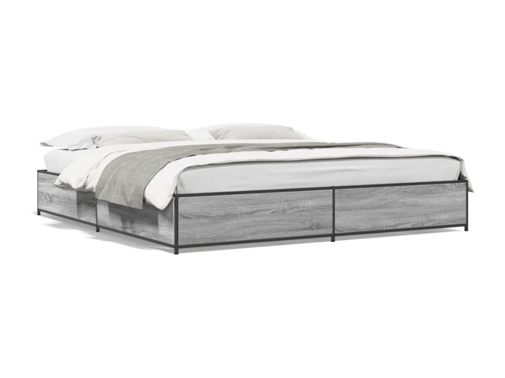 Cadre de lit Cosymeub gris 200x200 bois d'ingénierie et métal DCUL35593