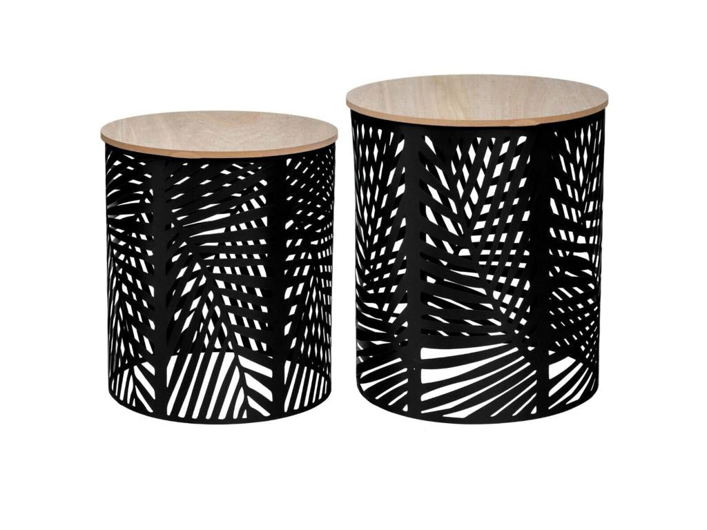 Lot De 2 Tables Basses Noires D'appoint Dimensions 35x35x40 Cm YJRH38458