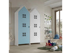 Cosymeub - Pack 2 Armoires Cabane 1 Porte Bleue et Blanche WTDV39987