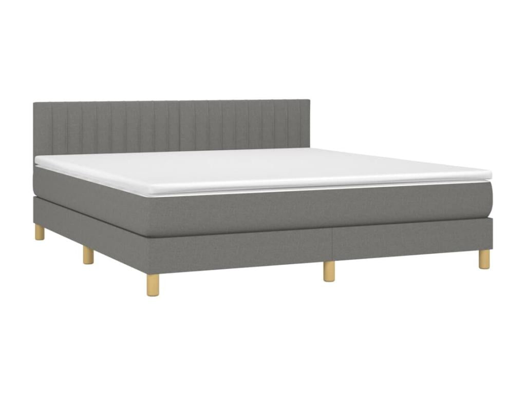 Sommier tapissier et matelas et LED Gris foncé 160x200 cm Tissu MXKA99701