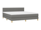 Sommier tapissier et matelas et LED Gris foncé 160x200 cm Tissu MXKA99701
