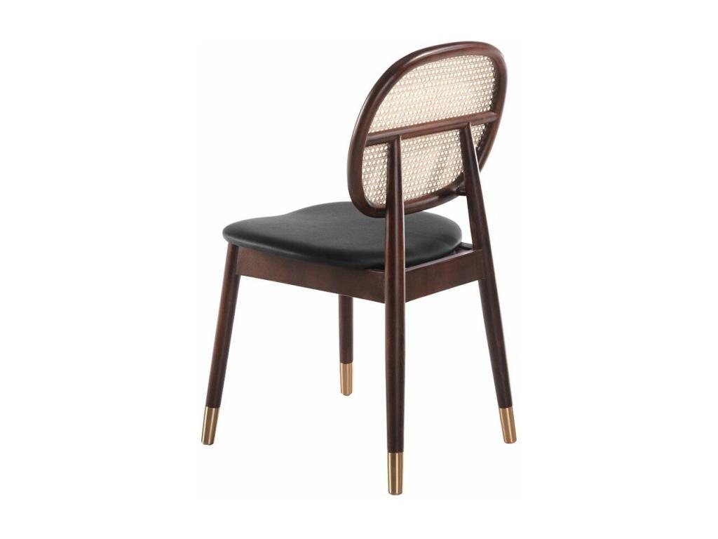 Chaise rotin simili cuir noir et bois de frêne Cosymeub - Lot de 2-Couleur Cosymeub 28 Mauve EYCC50544