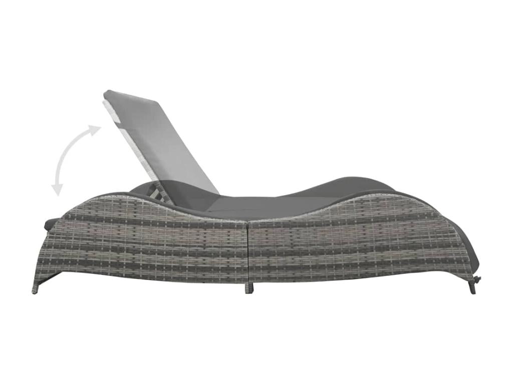 Chaise longue double avec coussin Résine tressée Anthracite KDIP11234