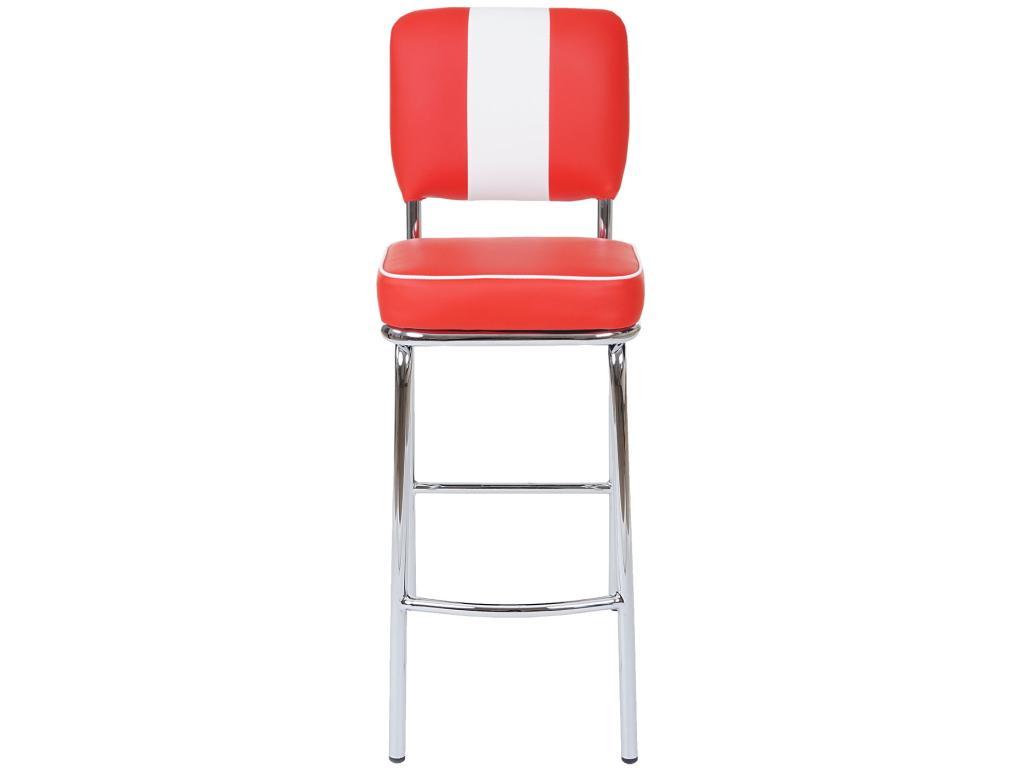 2x tabouret de bar Cosymeub chaise de comptoir design rétro des années 50 similicuir - rouge / blanc FNCJ03343
