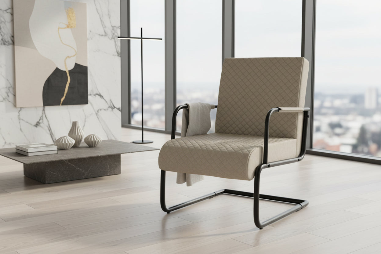 Chaise cantilever Gris clair Similicuir RMQI61633