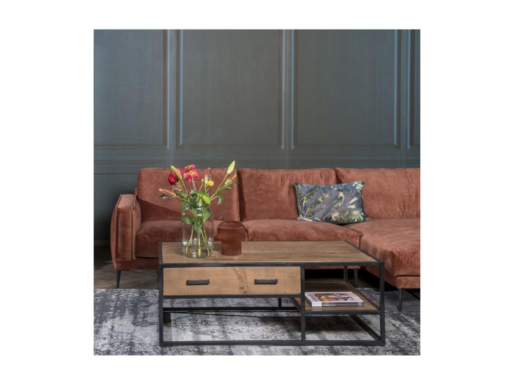 Cosymeub-Table basse 2 tiroirs 120x70 bois de Manguier massif et métal HWFS92197