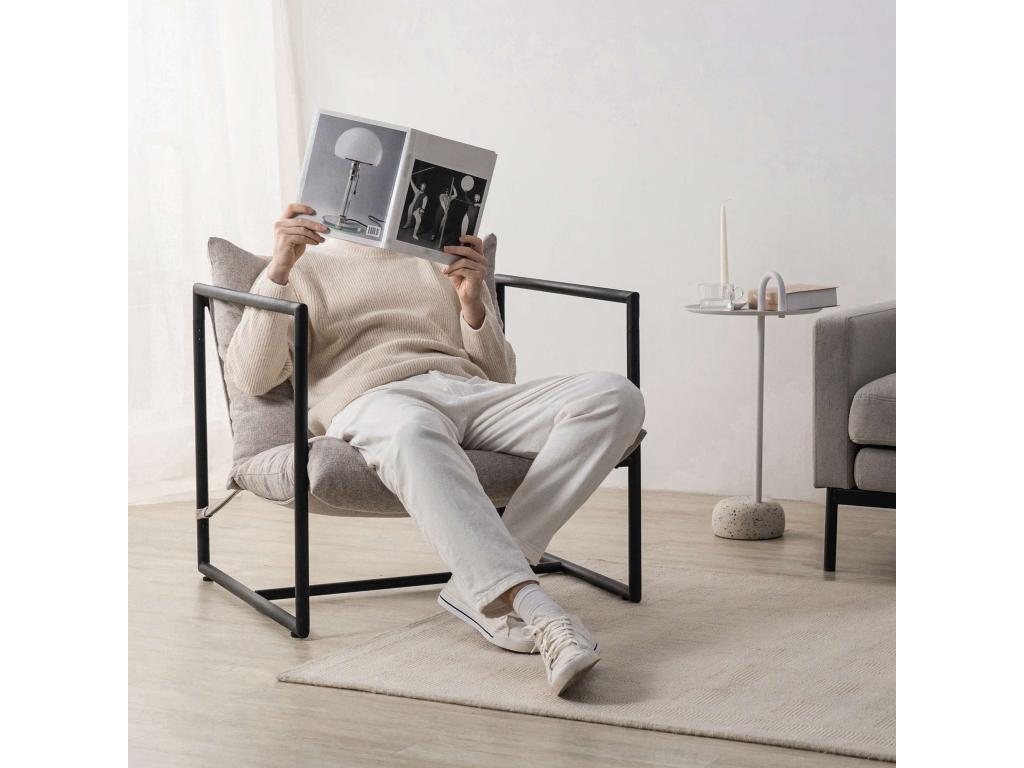 Fauteuil à structure en métal avec coussins - Beige - 78x69x78 cm - Cosymeub KZMD54819