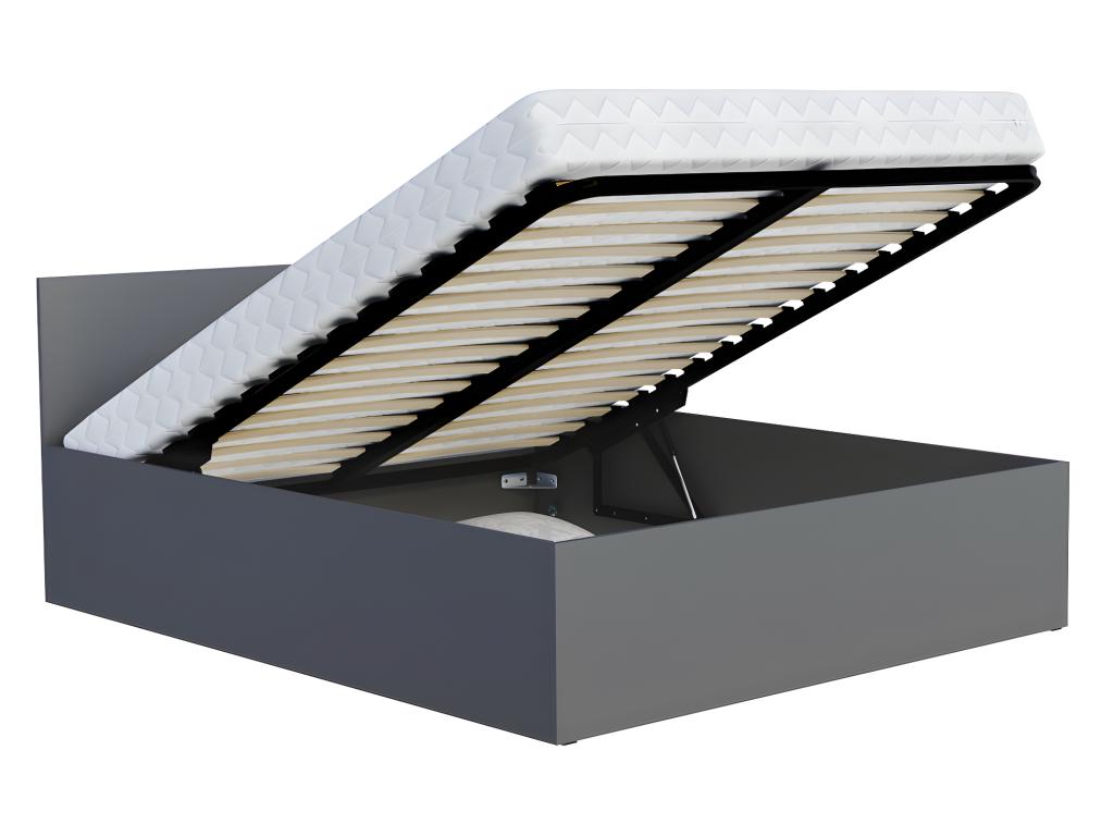 Lit coffre Paris 140x190 cm avec sommier à Cosymeub relevable Gris XVSE72492