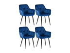 Lot de 4 Chaise gondole - Velours / Métal noir mat - Bleu - Artigeo NZYU61900
