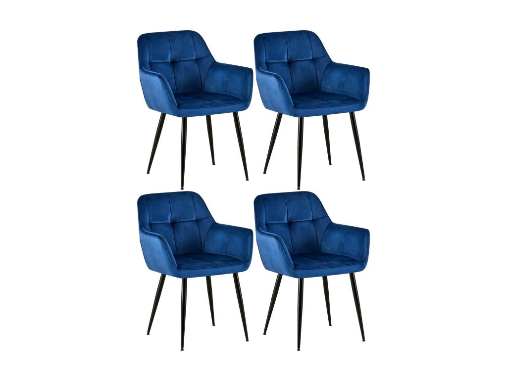 Lot de 4 Chaise gondole - Velours / Métal noir mat - Bleu - Artigeo NZYU61900
