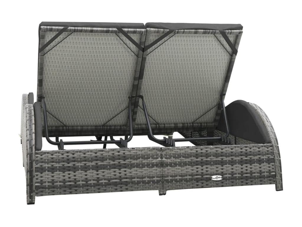 Chaise longue double avec coussin Résine tressée Anthracite KDIP11234