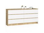 Grande Commode pour le salon Artigeo K160 Chêne Artigeo 160 cm 6 tiroirs façade Blanche 160x40x77 cm IMHT78653