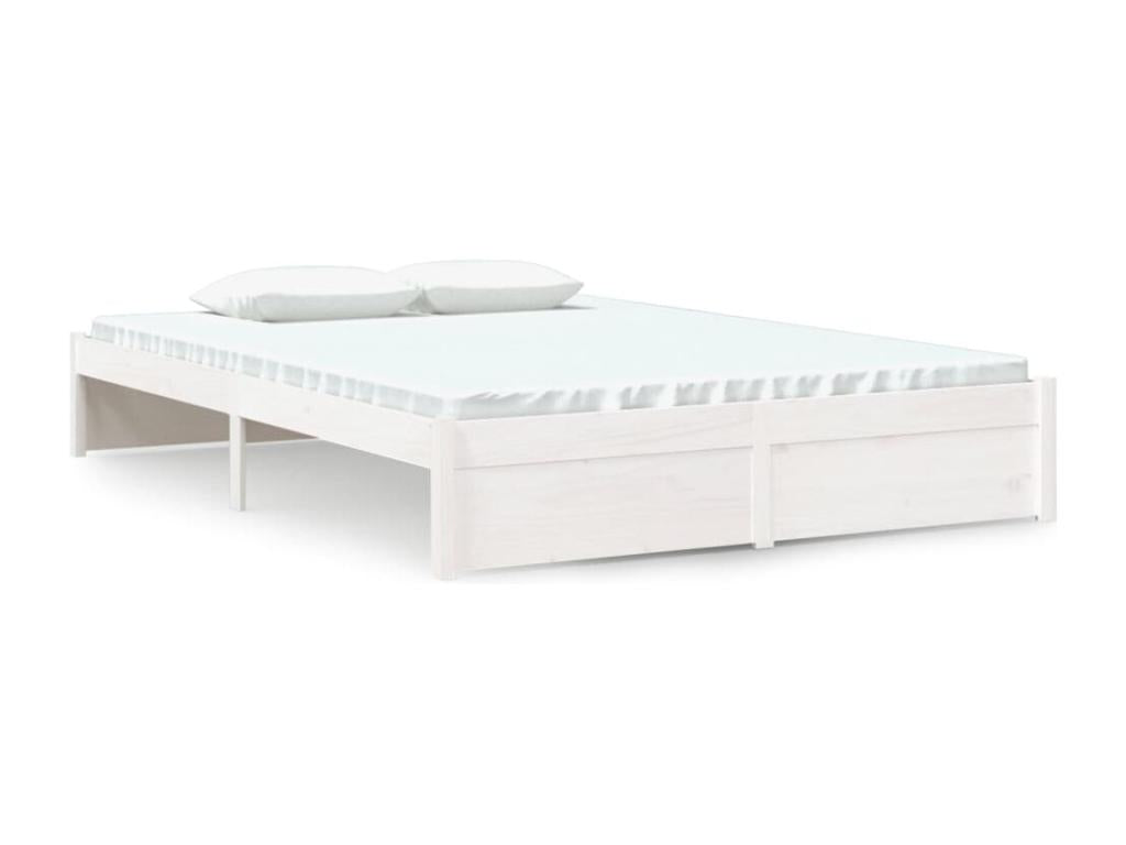 Cadre de lit Blanc Bois massif 135x190 cm Double IJVW34775