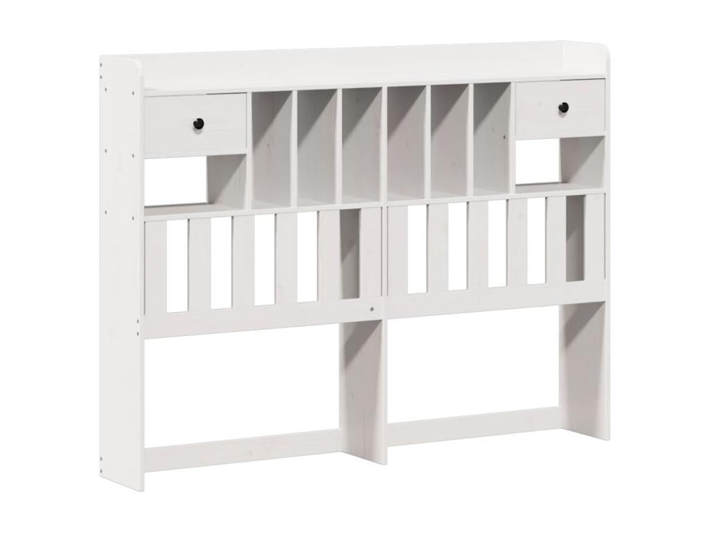 Lit bibliothèque sans matelas blanc 140x190 cm bois pin massif PUNH68629