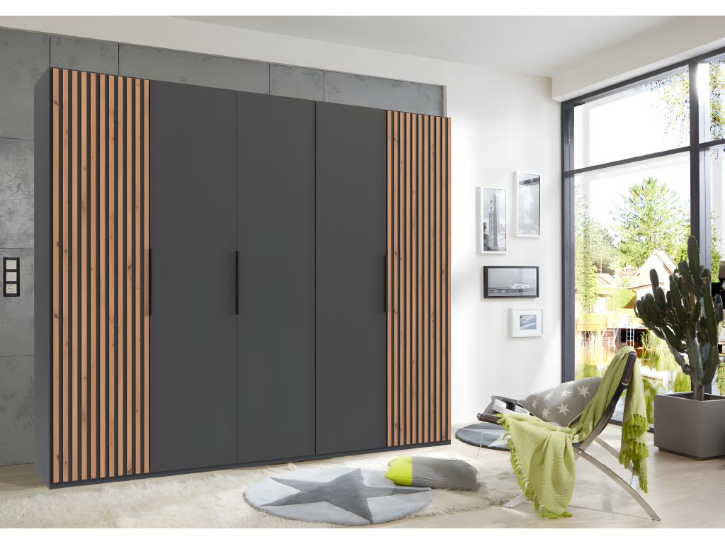 Armoire placard coloris graphite imitation chêne Cosymeub - L- 250 x H- 216 x P- 58 cm AUMZ10271