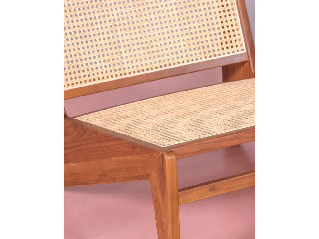 Fauteuil bas en bois de teck et rotin naturel - Cosymeub BCQT45226