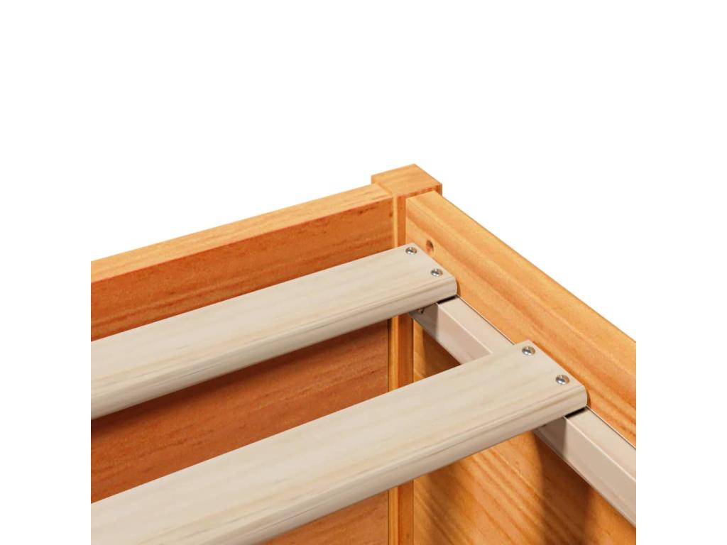 Cadre de lit sans matelas cire marron 135x190cm bois pin massif GNHU78668