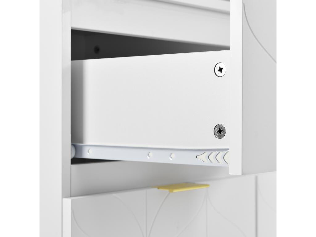 Coiffeuse pivotante contemporaine scandinave avec 6 tiroirs - décorée de motif fleuri - Blanc KOIZ31703