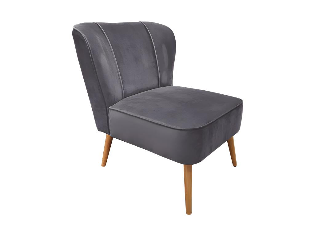 Petit fauteuil bas en velours gris style crapaud - Cosymeub PMOC71665