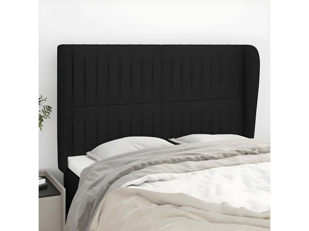 Tête de lit avec oreilles Noir 147x23x118/128 cm Tissu DKUH97431