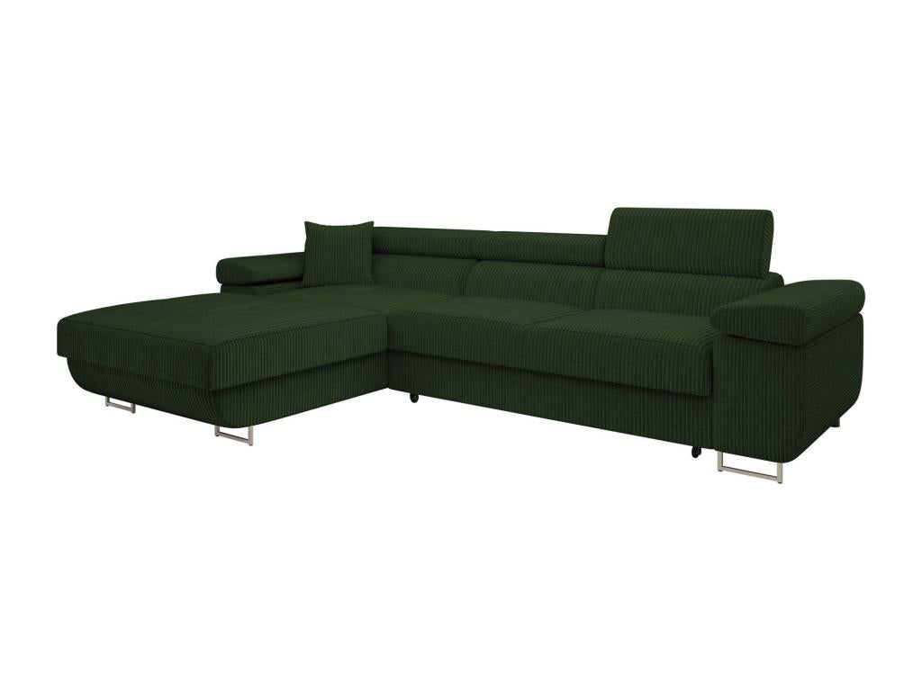 Canapé d'angle Cosymeub Eliferu 102 Vert Fonction de couchage Boîte de literie 280cm MFVW17010
