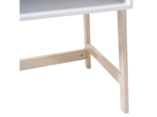 Bureau en MDF et pin coloris naturel et blanc - Dim L 58 xl 52 x H 46 cm WKVD45295