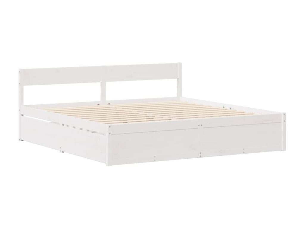 Cadre de lit sans matelas blanc 160x200 cm bois de pin massif BRPF02008