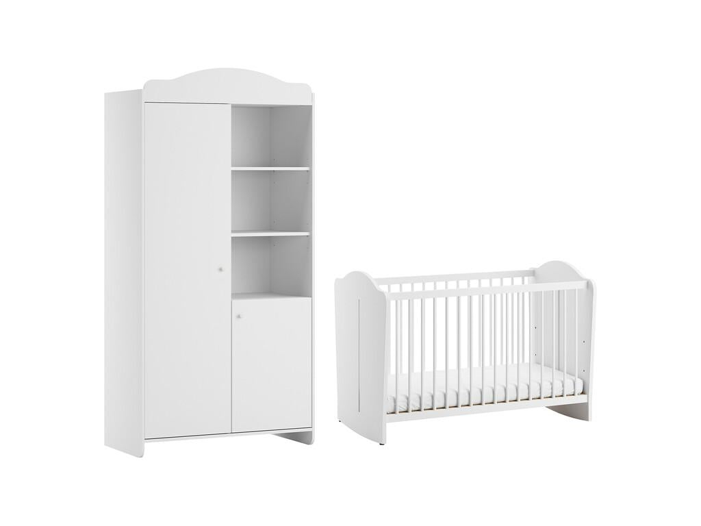 Lit bébé 60x120 et armoire 2 portes Cosymeub Blanc YBPZ79573