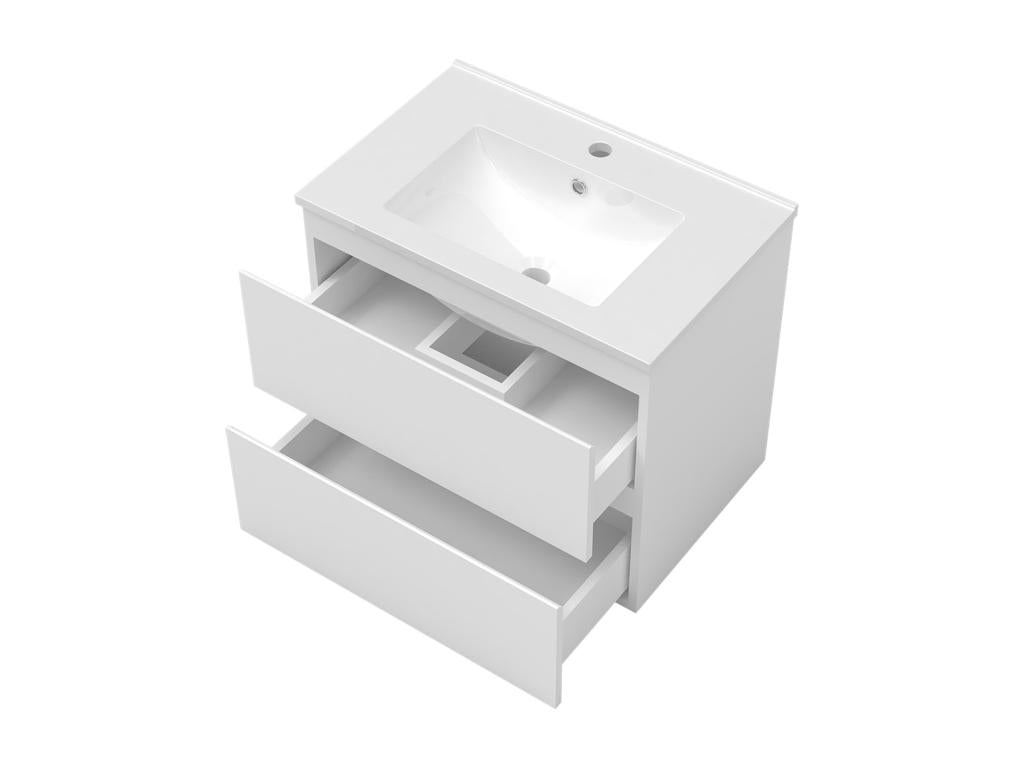 Meubles Salle de Bain 80cm avec colonne miroir lumineux 3 couleurs dimmable blanc EDDP50791
