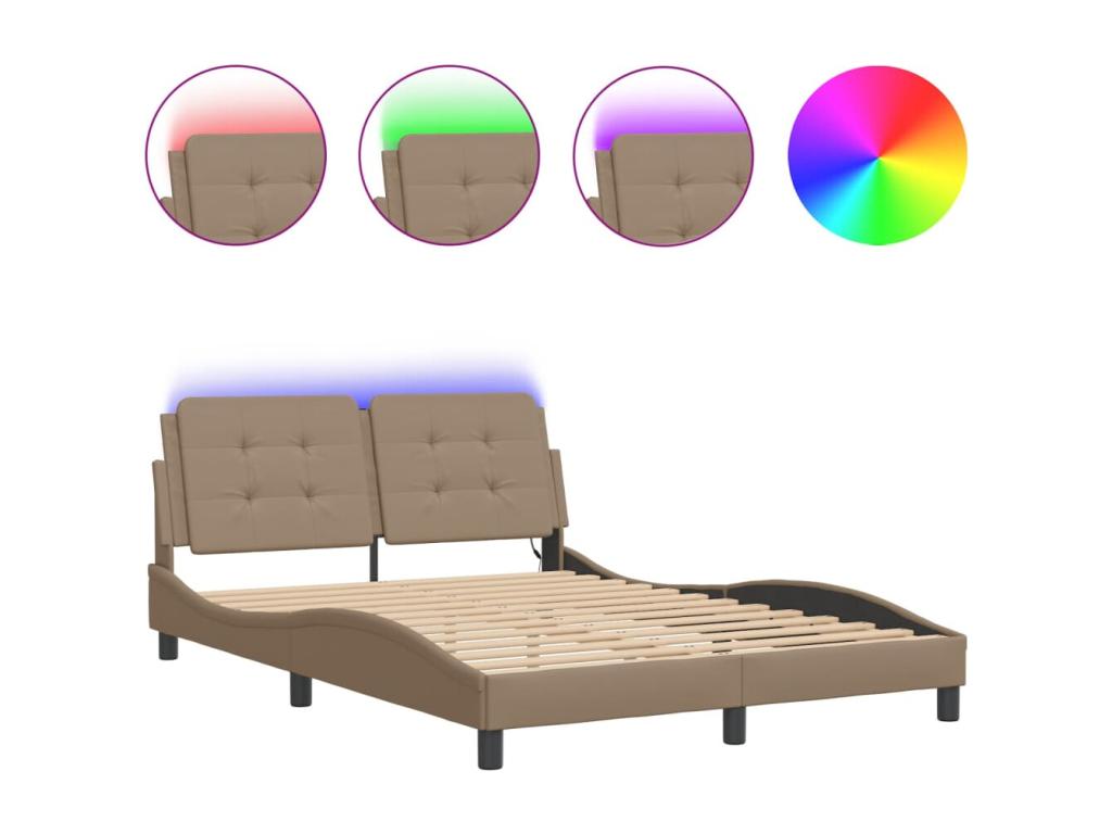 Cadre de lit avec Cosymeubères LED cappuccino 120x200 cm similicuir CYFC43349