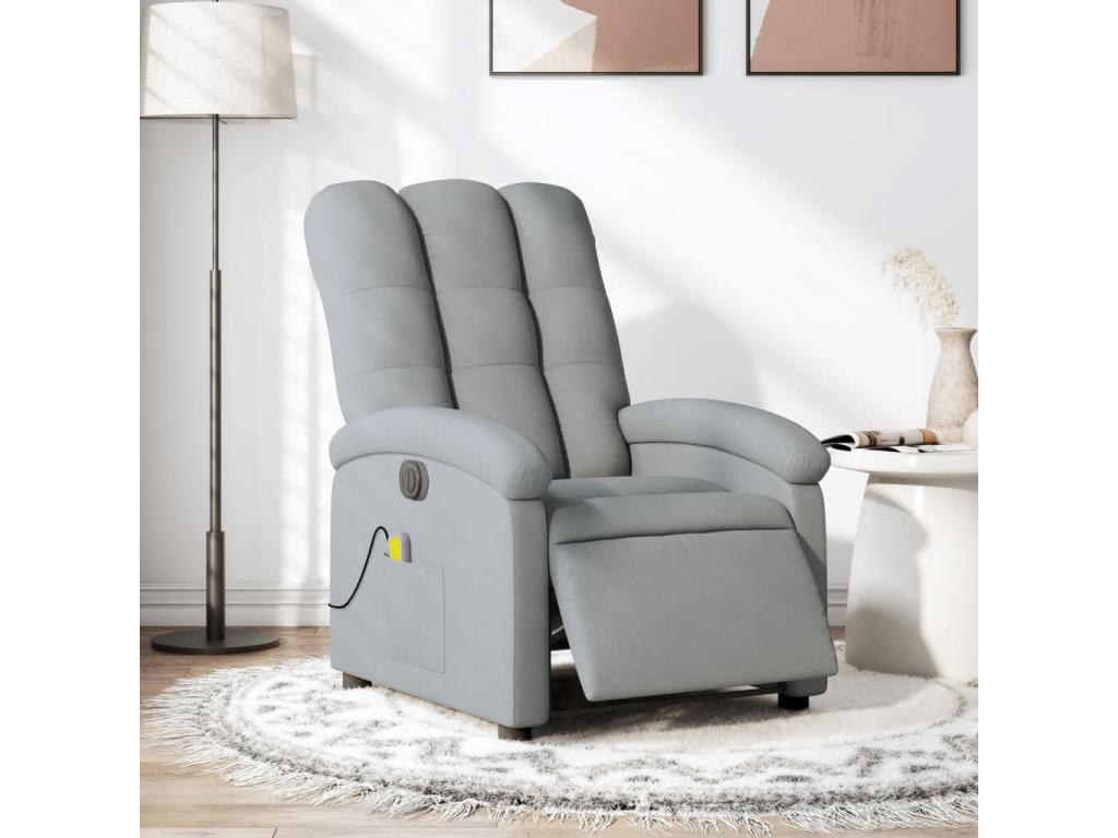Fauteuil massant inclinable électrique gris clair tissu AJDX30300