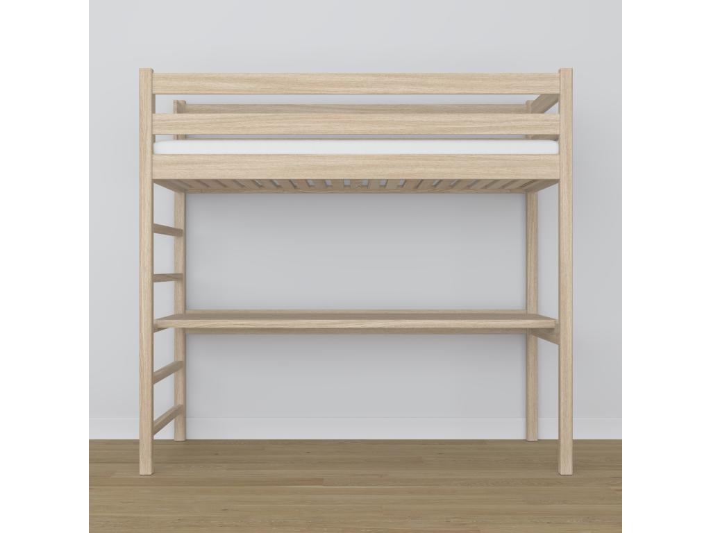 Lit mezzanine en chêne - avec bureau N01 Chêne Blanchi 90x180 PIAO06162