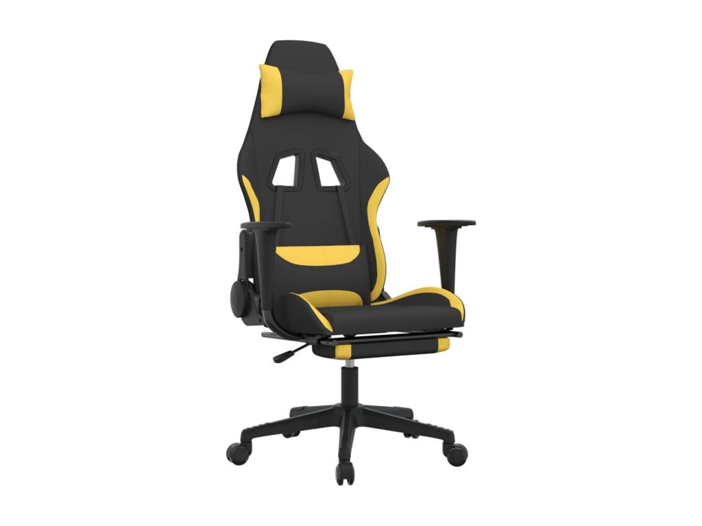 Chaise de jeu de massage avec repos-pied Noir et jaune Tissu KRKC19839