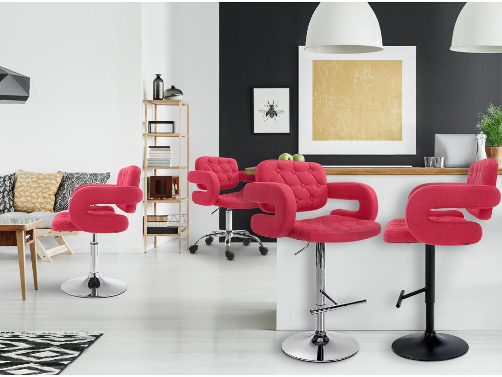 Tabouret de bar - Tissu / Métal - Rouge - Cosymeub QTVN26335