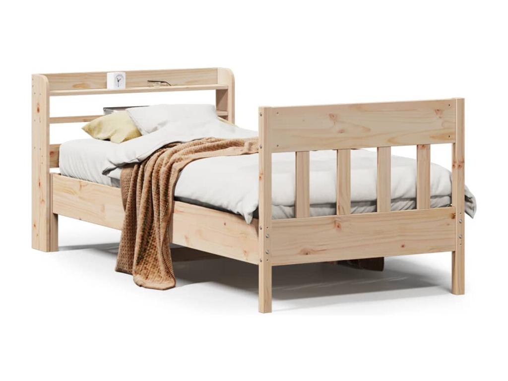 Cadre de lit sans matelas 75x190 cm bois de pin massif OZEG48629