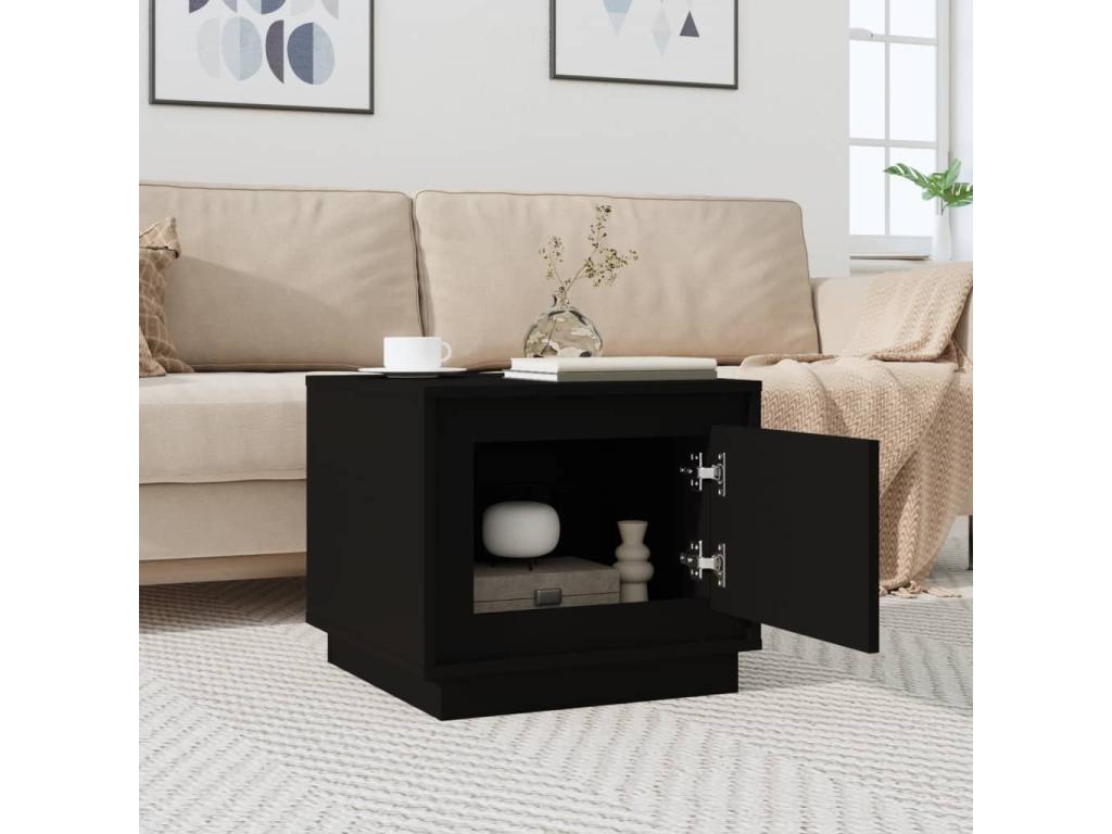Table basse noire 51x50x44 cm bois d'ingénierie WCIG96030