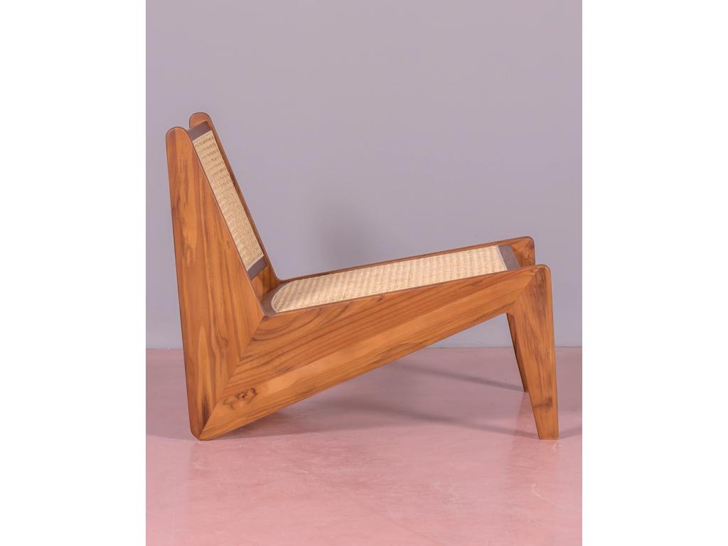 Fauteuil bas en bois de teck et rotin naturel - Cosymeub BCQT45226