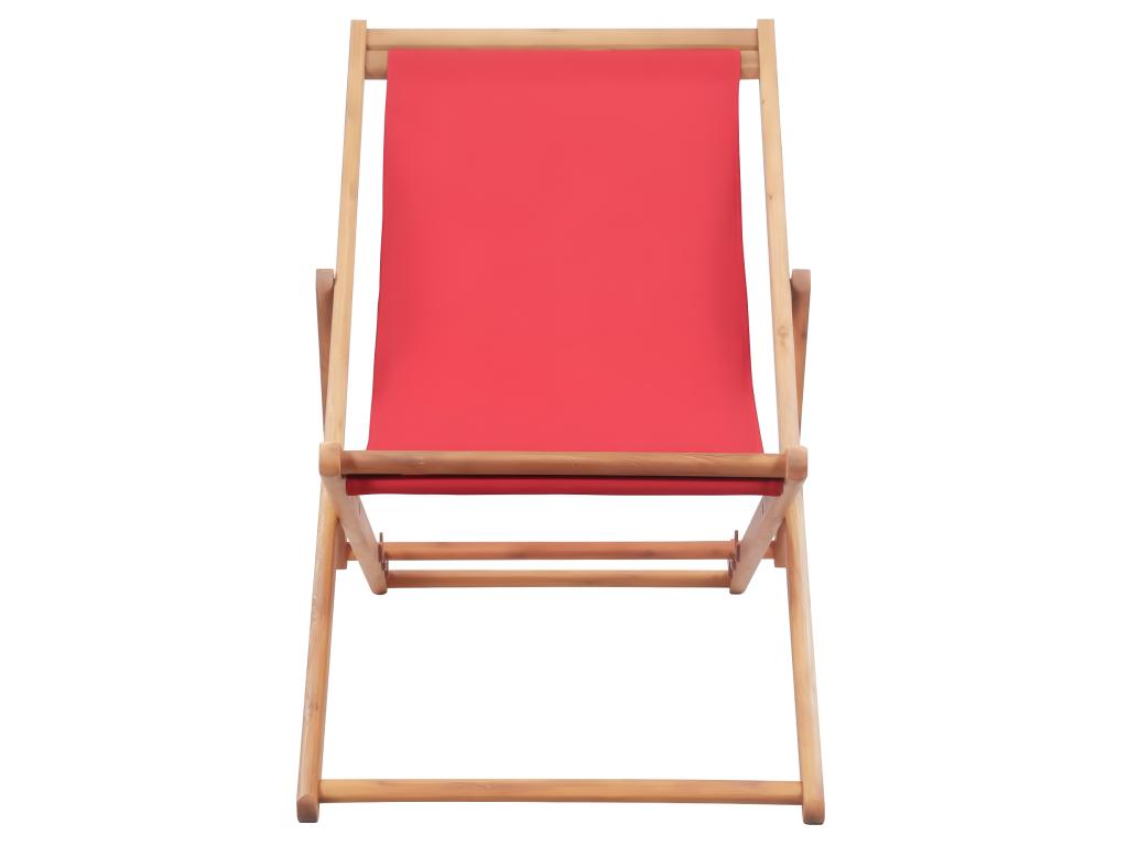 Chaise pliable de plage Tissu et cadre en bois Rouge WLTO50311