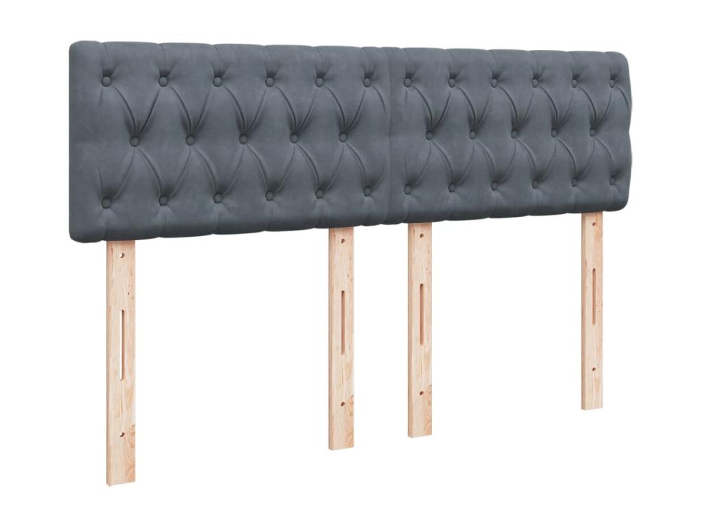 Sommier à Cosymeub de lit et matelas Gris foncé 140x190cm Velours GWNS90728