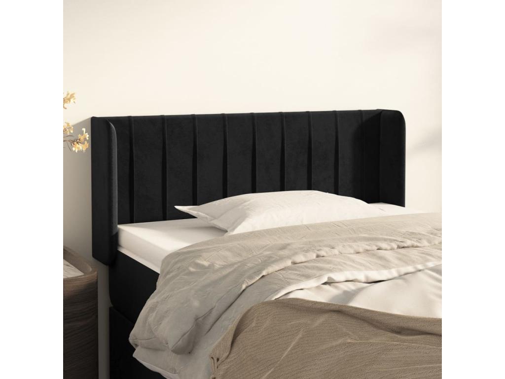 Tête de lit avec oreilles Noir 93x16x78/88 cm Velours TEZV41574