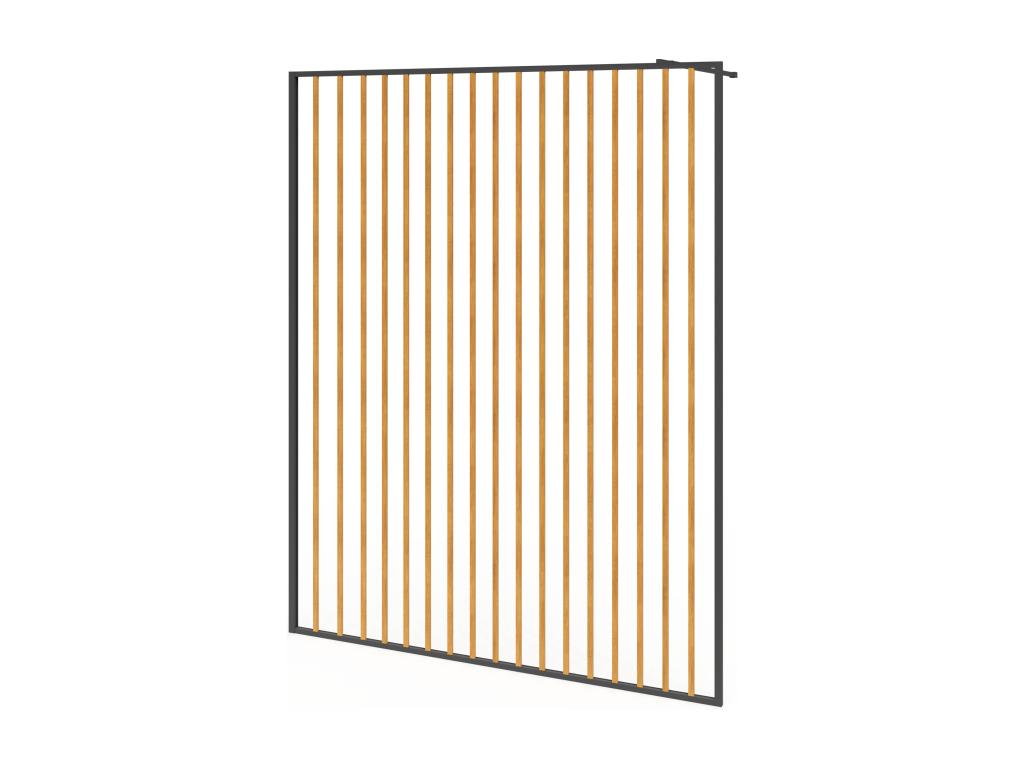 Paroi de douche à l'italienne en aluminium - Effet bois et noir mat - 140x200 cm - Cosymeub ENKF06493