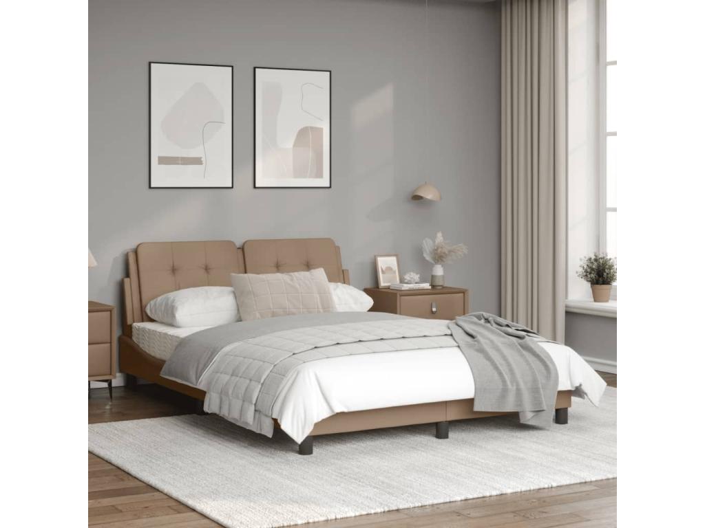 Cadre de lit avec Cosymeubères LED cappuccino 120x200 cm similicuir CYFC43349