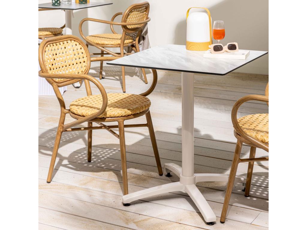 Table de terrasse 60x60 cm inclinable stratifié marbre MXTB59802