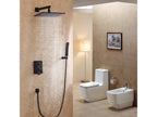 Douche de pluie fixée au mur noir et ensemble de douche avec douchette en laiton massif 200 mm IYPN17566