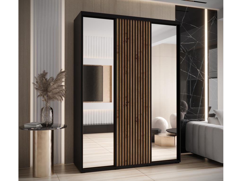 ARMOIRE Cosymeub 2 À PORTES COULISSANTES 205.2/170/60 3 Portes Noir/Cosymeub ZXJQ92897