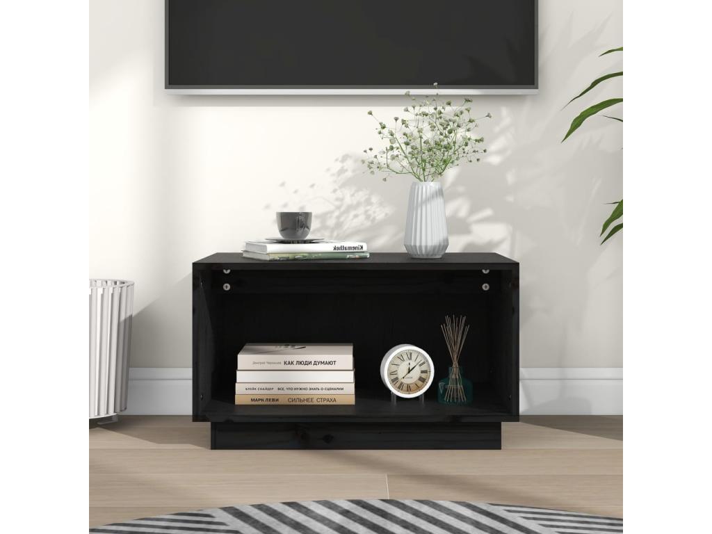 Meuble TV Noir 60x35x35 cm Bois de pin massif UYDM07034