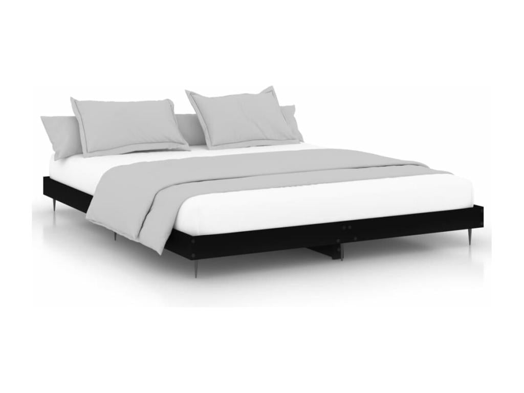 Cadre de lit noir 140x200 cm bois d'ingénierie FPWR47735