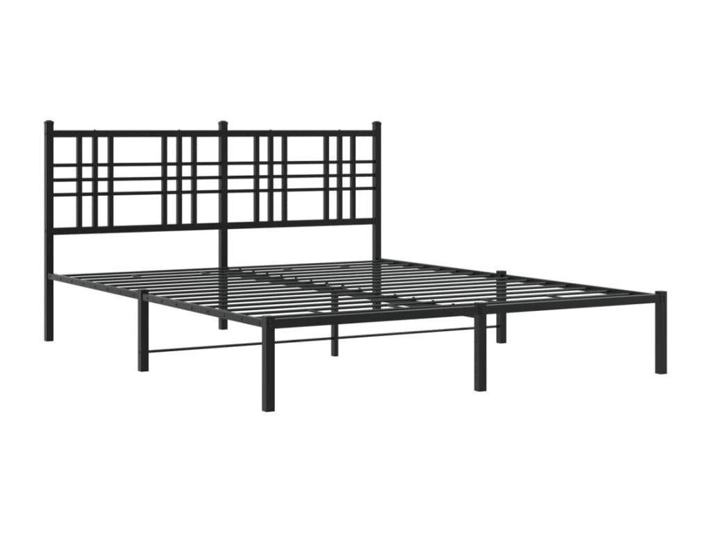 Cadre de lit métal avec tête de lit noir 150x200 LIXA47312