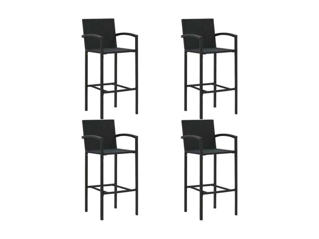 Ensemble de bar d'extérieur 5 pcs accoudoir Résine tressée Noir SZGR38926