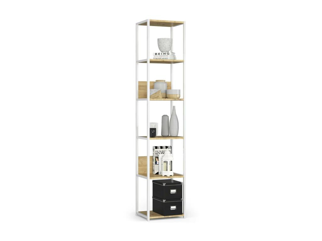 Etagère murale Luxameub Blanche 40 cm façade Chêne Luxameub 6 étagères 40x32x192 cm GUKX14523
